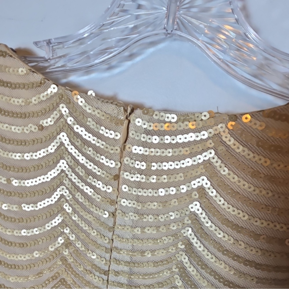 Gianni Bini Gold Sequin Wave-Pattern Mini Dress - Picture 6 of 8